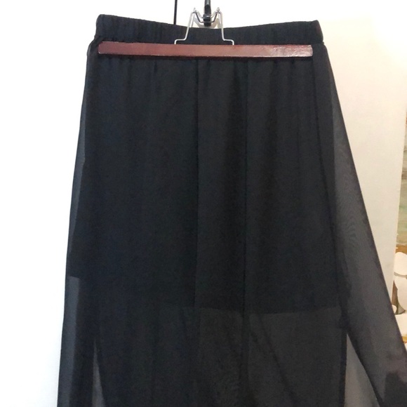 COPY - Black Maxi Skirt Sheer with slits on sides - Picture 2 of 2